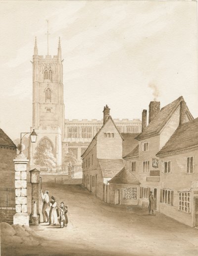 Wolverhampton - Aziz Petrus Kilisesi: sepya çizimi, 1838 by Robert Noyes