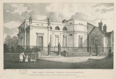 Wolverhampton - Roma Katolik Şapeli: litografi, nd [c 1844] by Robert Noyes