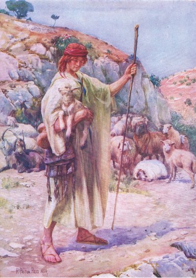 David the çoban, Thomas Nelson tarafından yayınlanan İncil Resimli Kitaptan, c.1950 (lito) by Robert Payton Reid