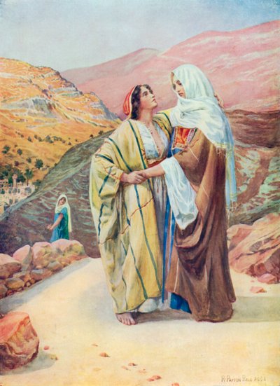 Ruth ve Naomi (renkli taş baskı) by Robert Payton Reid