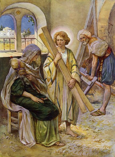 Marangoz Dükkanındaki Çocuk İsa (renkli taş) by Robert Payton Reid
