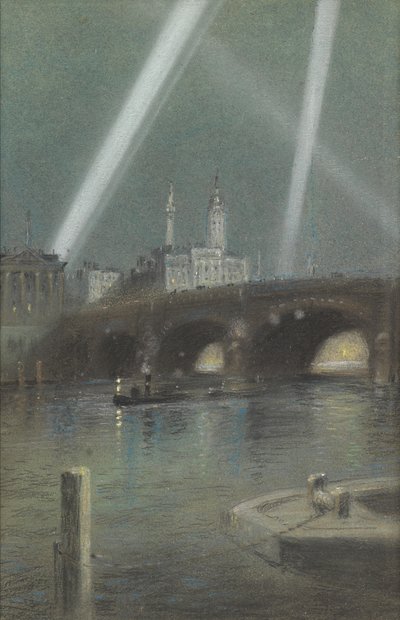 Londra Köprüsü Üzerinde Savaş Projektörleri by Robert Randoll
