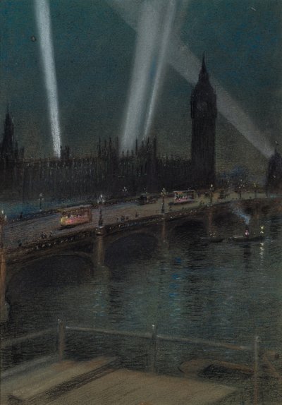 Westminster Köprüsü Üzerinde Savaş Projektörleri by Robert Randoll