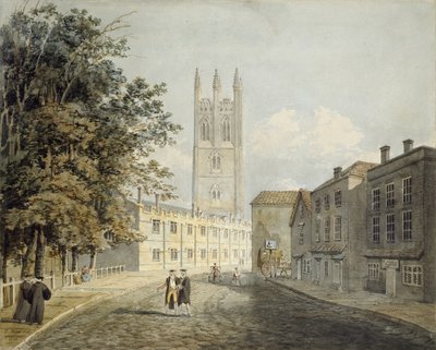 Magdalen Koleji ve High Street'in Doğu Yakası, Oxford, 1795 (grafit göstergeler üzerine sulu boya) by Robert Revd Nixon