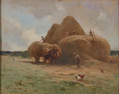 Saman Toplamak (tuval üzerine yağlı boya) by Robert Russell MacNee