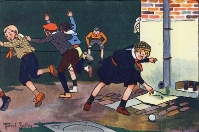 Duvara kurşun. Gravür “” Ne oynuyoruz? Robert Salles (1871-1929) tarafından suluboya çizimleri ile E. Weber tarafından “”. Kütüphane Garnier Freres, Paris by Robert Salles