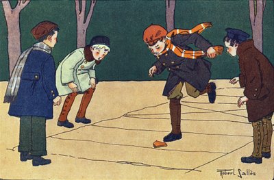 marel. Gravür “” Ne oynuyoruz? Robert Salles (1871-1929) tarafından suluboya çizimleri ile E. Weber tarafından “”. Kütüphane Garnier Freres, Paris by Robert Salles
