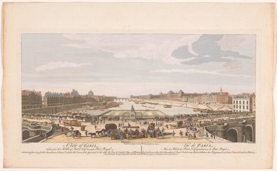Pont Neuf'un ortasından Pont Royal'e doğru çekilmiş bir Paris manzarası (...) (nesne üzerindeki başlık) Paris (seri başlığı) by Robert Sayer