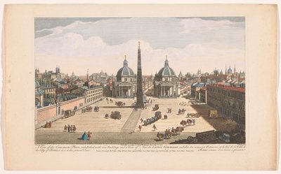 Gezicht op het Piazza del Popolo te Roma Yeni binalarla süslenmiş Common Place