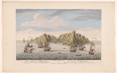 St. Helena adasının görünümü St. Helen adası. İngiltere Doğu Hindistan Şirketi'ne ait (nesne üzerindeki başlık) VOC Yerleşimleri (seri başlığı) by Robert Sayer