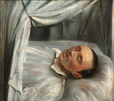 Şair Mikhail Lermontov 1814-1841, ölüm döşeğinde, 1841. by Robert Schwede
