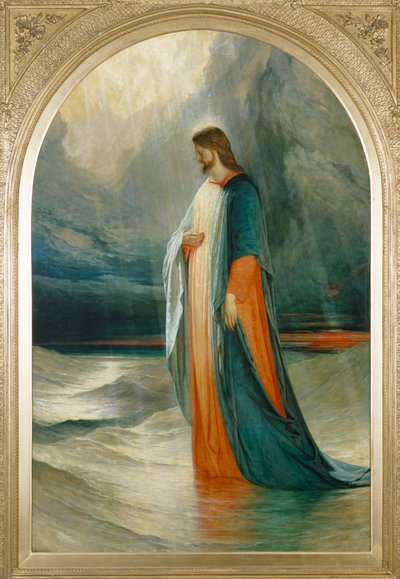 İsa onlara gitti, denizde yürüyor, 19. yüzyıl by Robert Scott Lauder