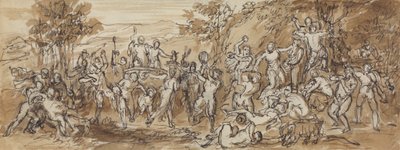 Ormanlık Bir Manzarada Bir Bacchanalia Kutlamasının Figür Çalışması by Robert Smirke