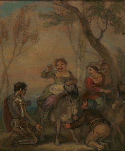 Don Kişot için İllüstrasyon (Eşek üzerinde figürlerle) by Robert Smirke