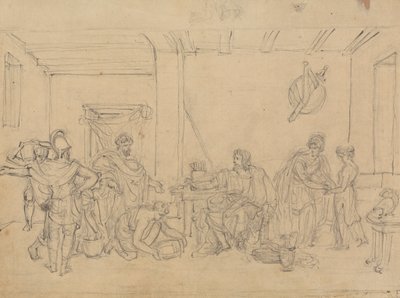 Romalı Askerlerle İç Mekan Sahnesinin İncelenmesi by Robert Smirke