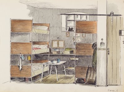 The Artists Horse Box, 2.5., 1915 (kağıt üzerinde wc ile kalem & mürekkep) by Robert Walker