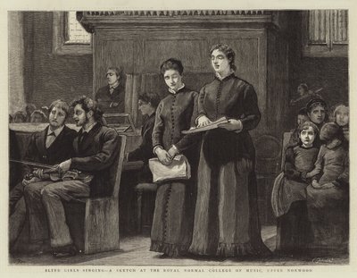 Kör Kızlar şarkı söylüyor, Royal Normal College of Music, Upper Norwood'da bir Eskiz by Robert Walker Macbeth