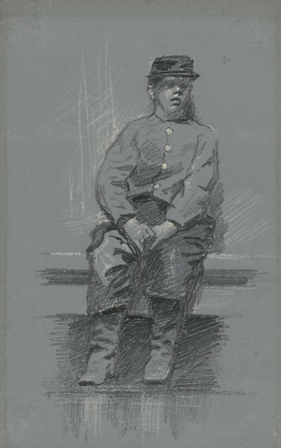 The Cadet, c.1895 (gri tablet üzerinde grafit) by Robert William Vonnoh