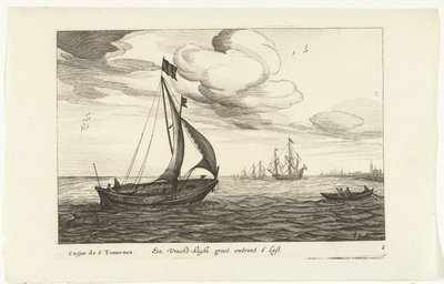 Vrachtkagen Een Vracht-kaghe groot omtrent 6 Last / Cague de 6 Tonneaux (nesnedeki başlık) Hollandse scheepstypen, 1627 (dizi adı) Diverse Navires Don ton sert dans les Provinces Unies / Icons by Robert de Baudous (possibly)