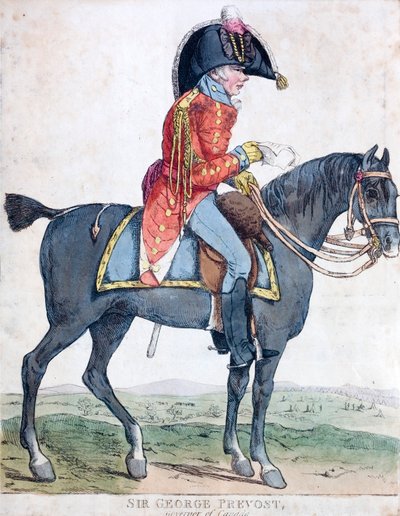 Sir George Prevost, İngiliz askeri ve sömürge yöneticisi, Kanada Genel Valisi (renkli gravür) by Robert the younger Dighton