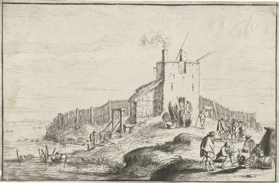 Bir nehir üzerinde küçük kale by Robert van den Hoecke