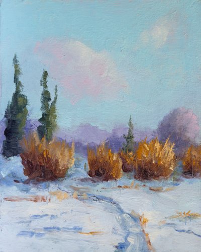Prairie Rain, 2023 (panel üzerine yağlıboya) by Roberta Murray