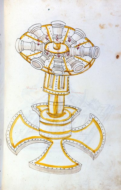 Savaş sanatı: askeri makinelerin incelenmesi. dönen top, mühendis Roberto Valturio (1405-1483?) by Roberto Valturio