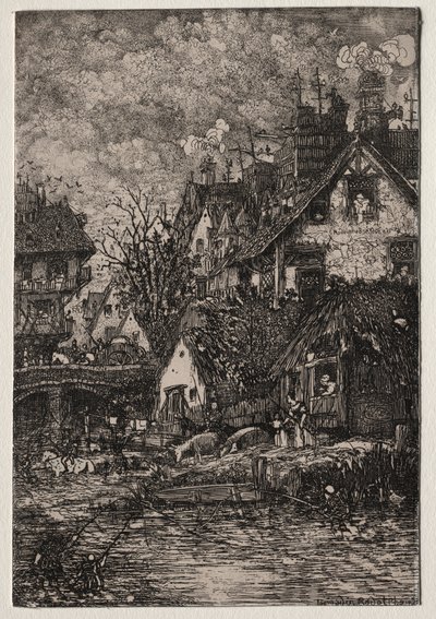 Bir Köyün Girişi, 1861. by Rodolphe Bresdin