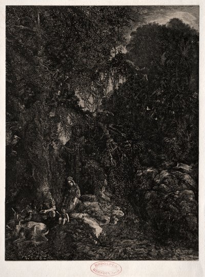 Geyik ile Kutsal Aile, 1871. by Rodolphe Bresdin