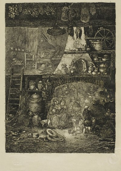 İç, Haute-Garonne'daki Köylü Evi by Rodolphe Bresdin