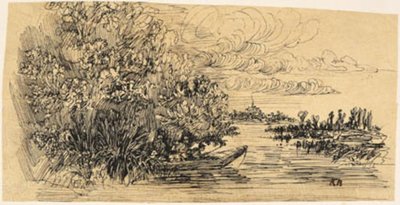 Bir teknede pusuda avcılar by Rodolphe Bresdin