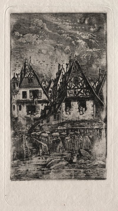 Şemsiyeli Pazar Yeri, 1866. by Rodolphe Bresdin