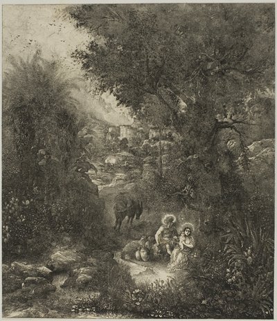 Eyerli Eşek ile Mısır Uçuşunda Dinlenin by Rodolphe Bresdin