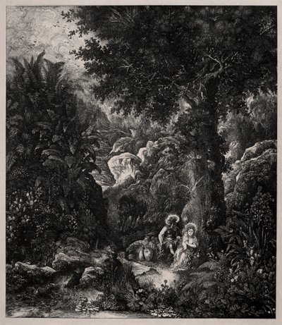 Eyerli Eşekle Mısır Uçuşunda Dinlenin by Rodolphe Bresdin