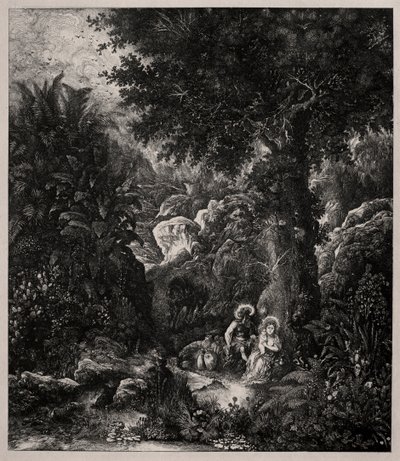 Eyerli Eşekle Mısır Uçuşunda Dinlenme, 1871. by Rodolphe Bresdin