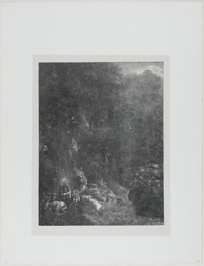 Geyik ile Kutsal Aile by Rodolphe Bresdin