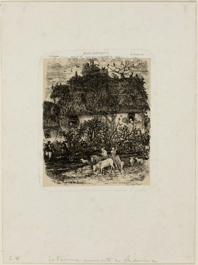 Revue Fantaisiste'den Saz Çatılı Çiftlik Evi by Rodolphe Bresdin