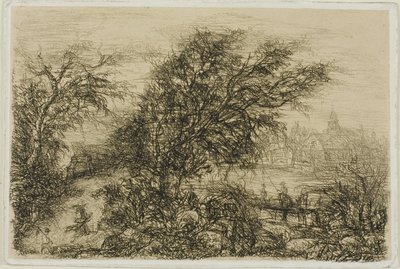 Rüzgarda Bükülen Ağaçlar by Rodolphe Bresdin