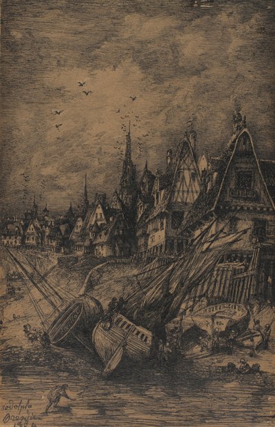 Yıkanmış Gemiler, 1864 by Rodolphe Bresdin