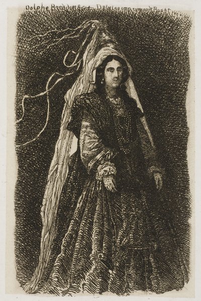Fantastik Ortaçağ Kostümlü Kadın by Rodolphe Bresdin