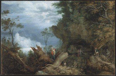 Madene Girişi Olan Dağlık Manzara, c.1612-13 (kayın panel üzerine yağlı boya) by Roelandt Jacobsz. Savery