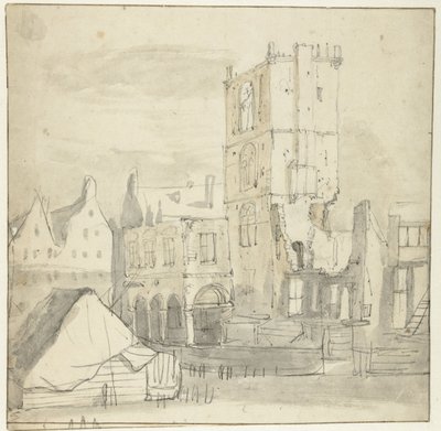 1652 Yangınından Sonra Amsterdam Eski Belediye Binası Harabeleri by Roelant Roghman (attributed to)