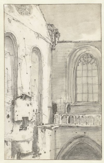 1645 Yangınından Sonra Nieuwe Kerk, Amsterdam'ın Transeptinin Görünümü by Roelant Roghman (attributed to)