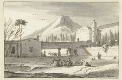 Rotunda Kilisesi ile Dağlık, İtalyan Manzarası by Roelant Roghman