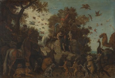 Hayvanların şöleninde iki maymunun taçlandırdığı şair by Roelant Savery (workshop of)