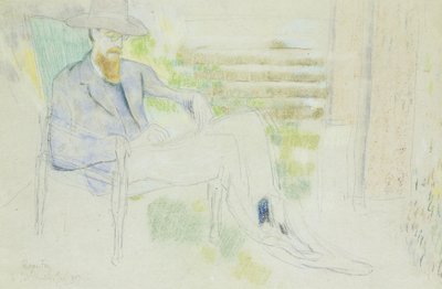 Lytton Strachey Bahçede yazıyor, by Roger Eliot Fry