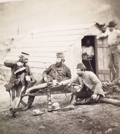 Kamptaki Zorluklar (Albay Lowe ve Kaptanlar Brown ve George), 1855 (ıslak kolodion negatifinden albüm baskısı) by Roger Fenton