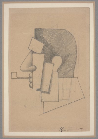 Kübist Kafa, c.1915-20 (kağıt üzerine kurşun kalem) by Roger de La Fresnaye