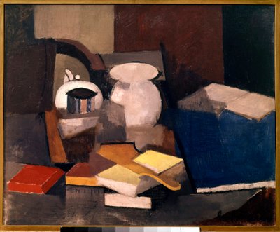 Kitaplar ve Kartlarla Natürmort Tablosu, Roger de La Fresnaye (1885-1925) 1913 Güneş. 0,6x0,73 m Paris, musee ulusal d