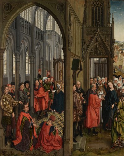 Yusuf'un Asasının Çiçeklenmesi ve Bakire'nin Nişanı (panel üzerine yağlıboya) by Rogier van der (follower of) Weyden